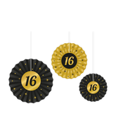 Papieren Waaiers 16 Jaar 40cm 3-delig